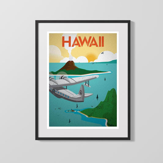 Classic Travel Poster - Hawaii - Seaplane
