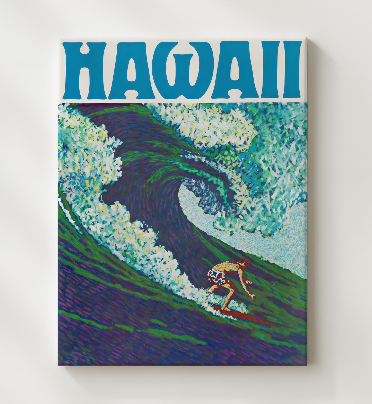 Hawaii Surfing Vintage Travel Print 20x24 Canvas travel wall art print