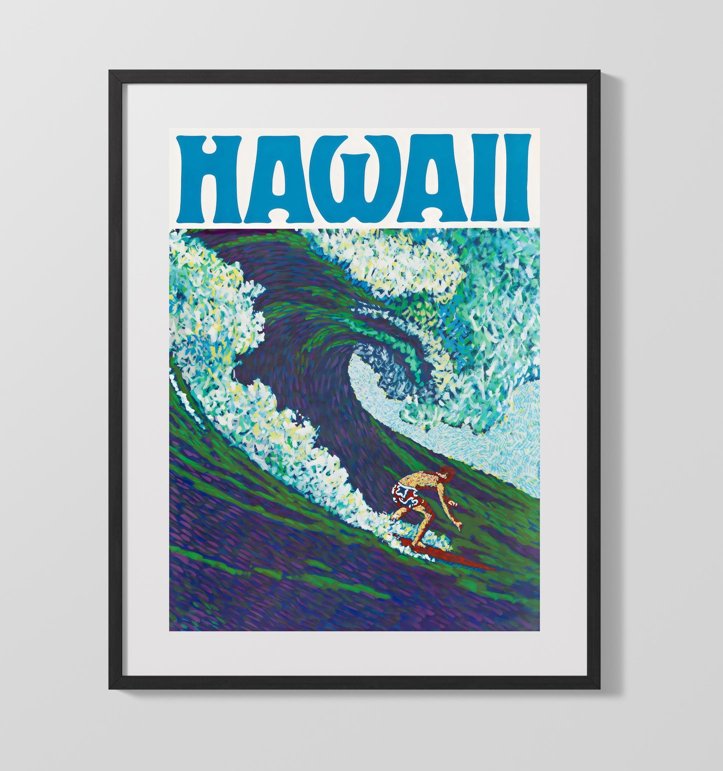 Hawaii Surfing Vintage Travel Print 16x20 Gallery Frame travel wall art print