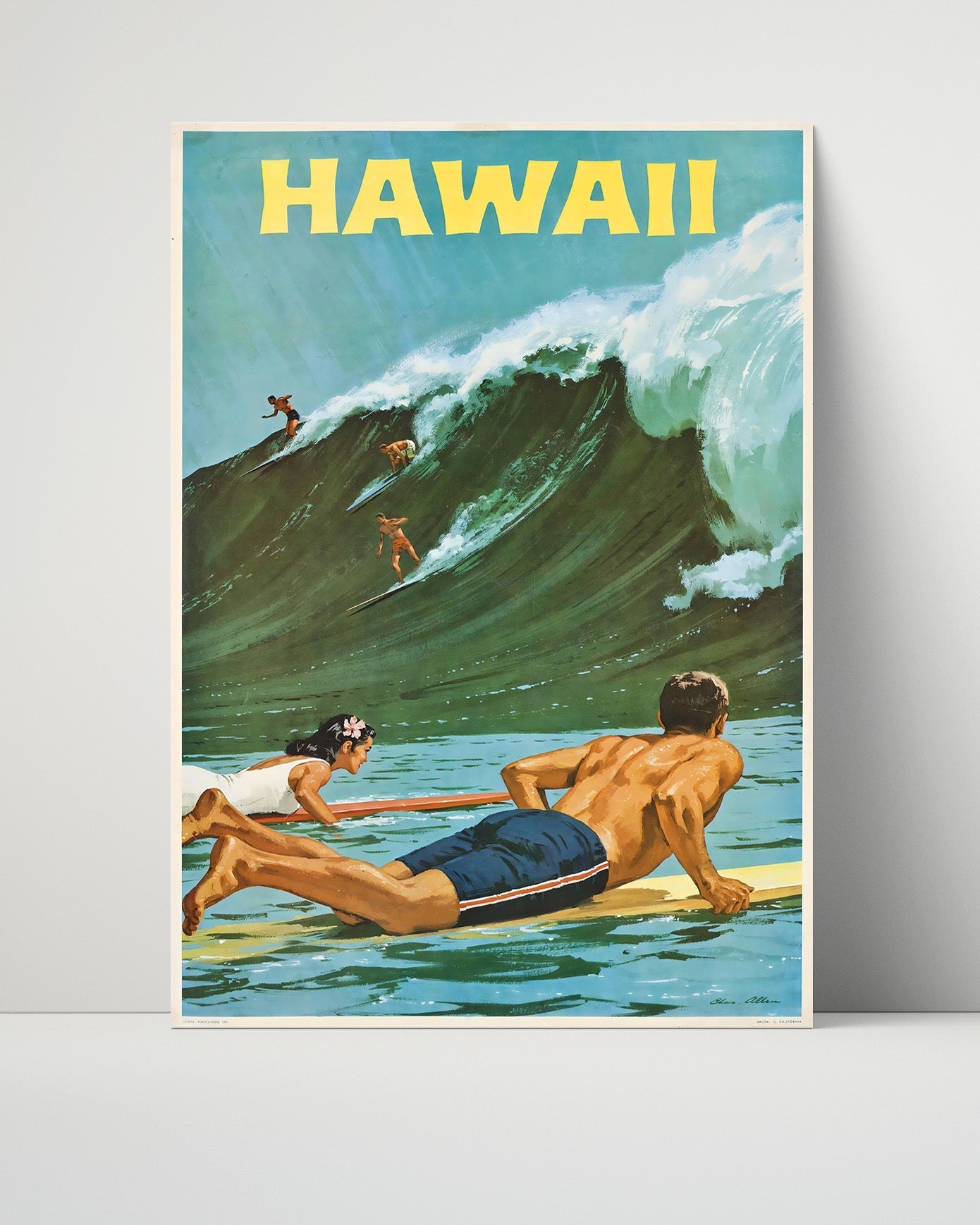 Classic Travel Unframed Poster -  Hawaii - Surfing