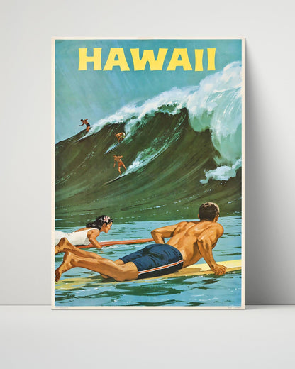 Classic Travel Unframed Poster -  Hawaii - Surfing