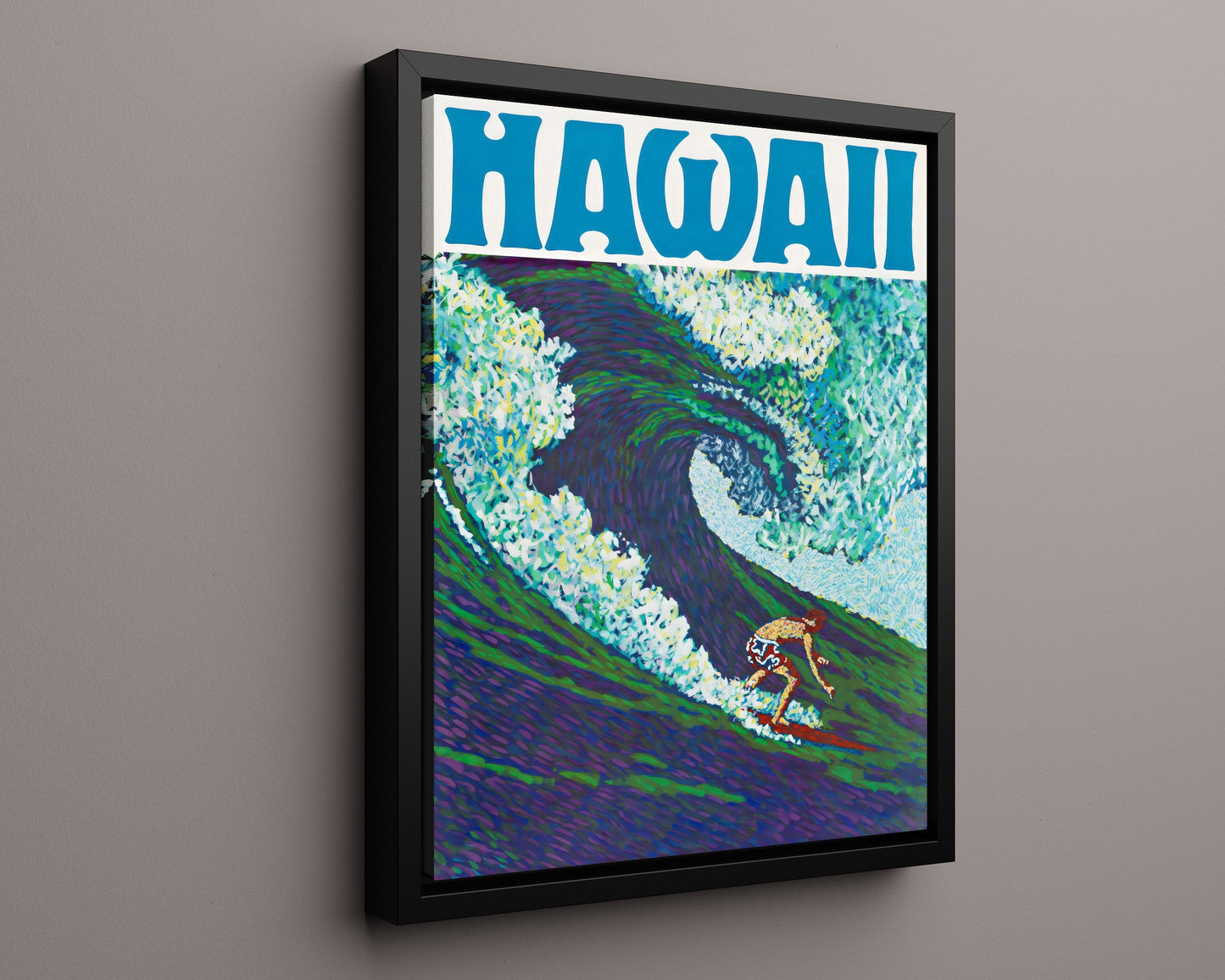 Classic Travel Poster - Hawaii - Surfing Scene