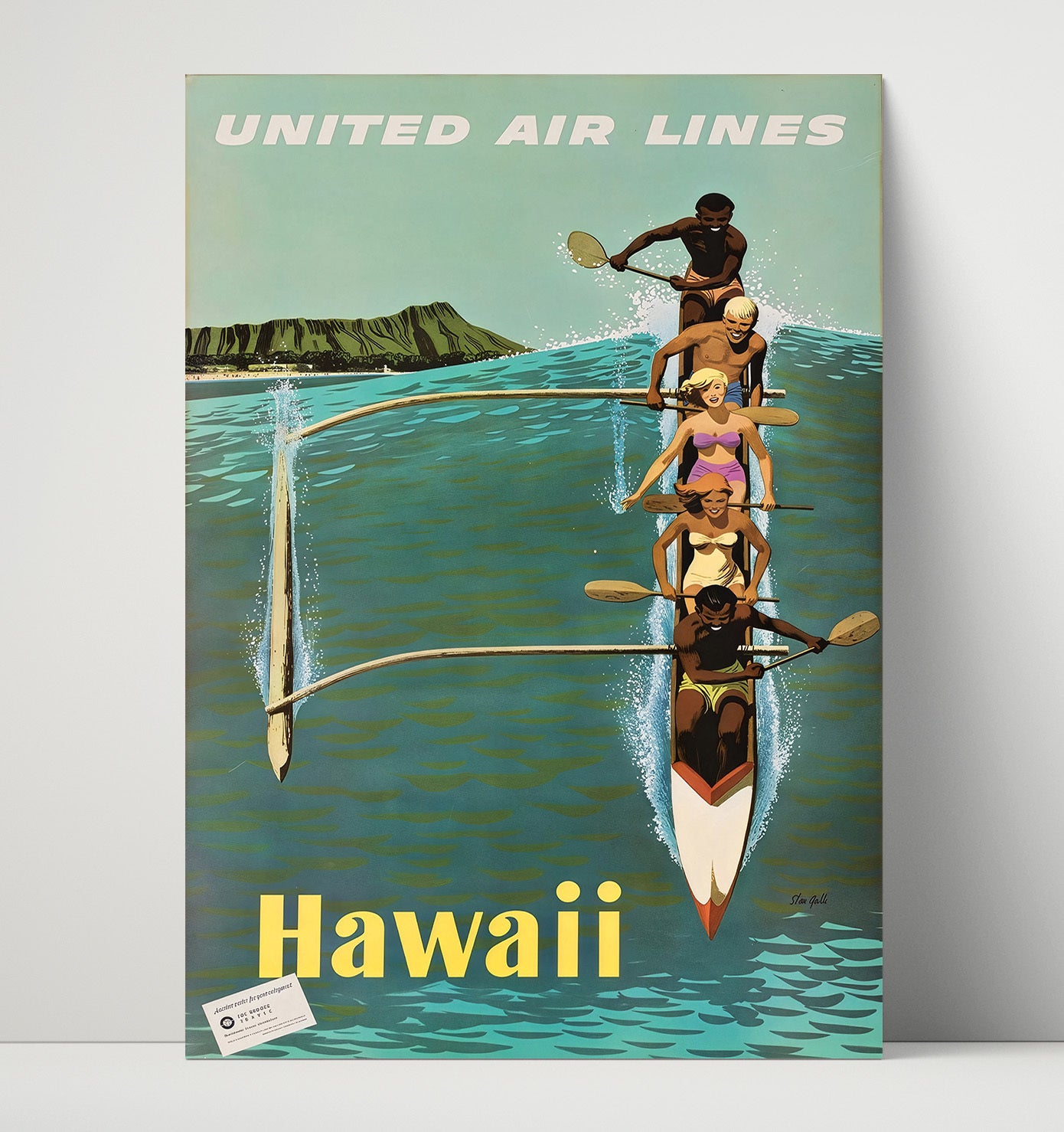 Hawaii United Airlines Vintage Travel Print 16x20 Unframed Print travel wall art print