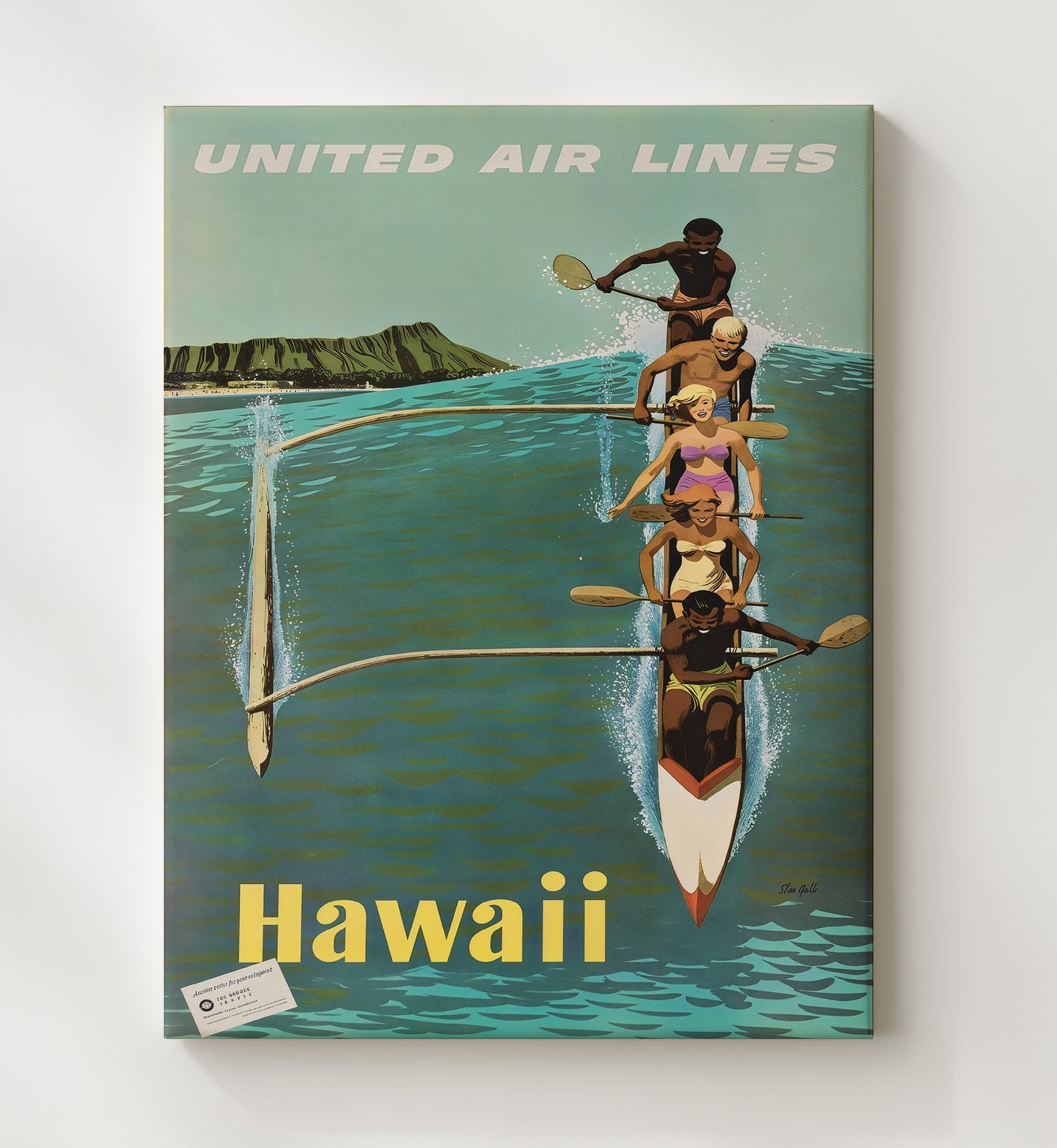 Hawaii United Airlines Vintage Travel Print 20x24 Canvas travel wall art print