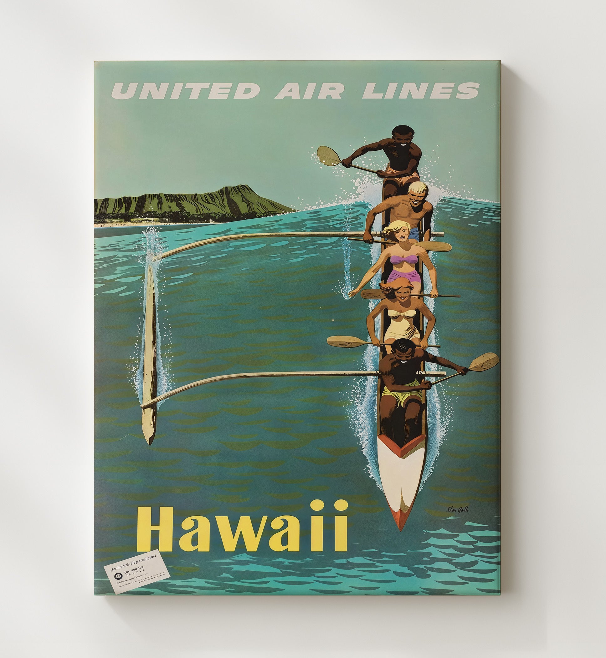 Hawaii United Airlines Vintage Travel Print 20x24 Canvas travel wall art print