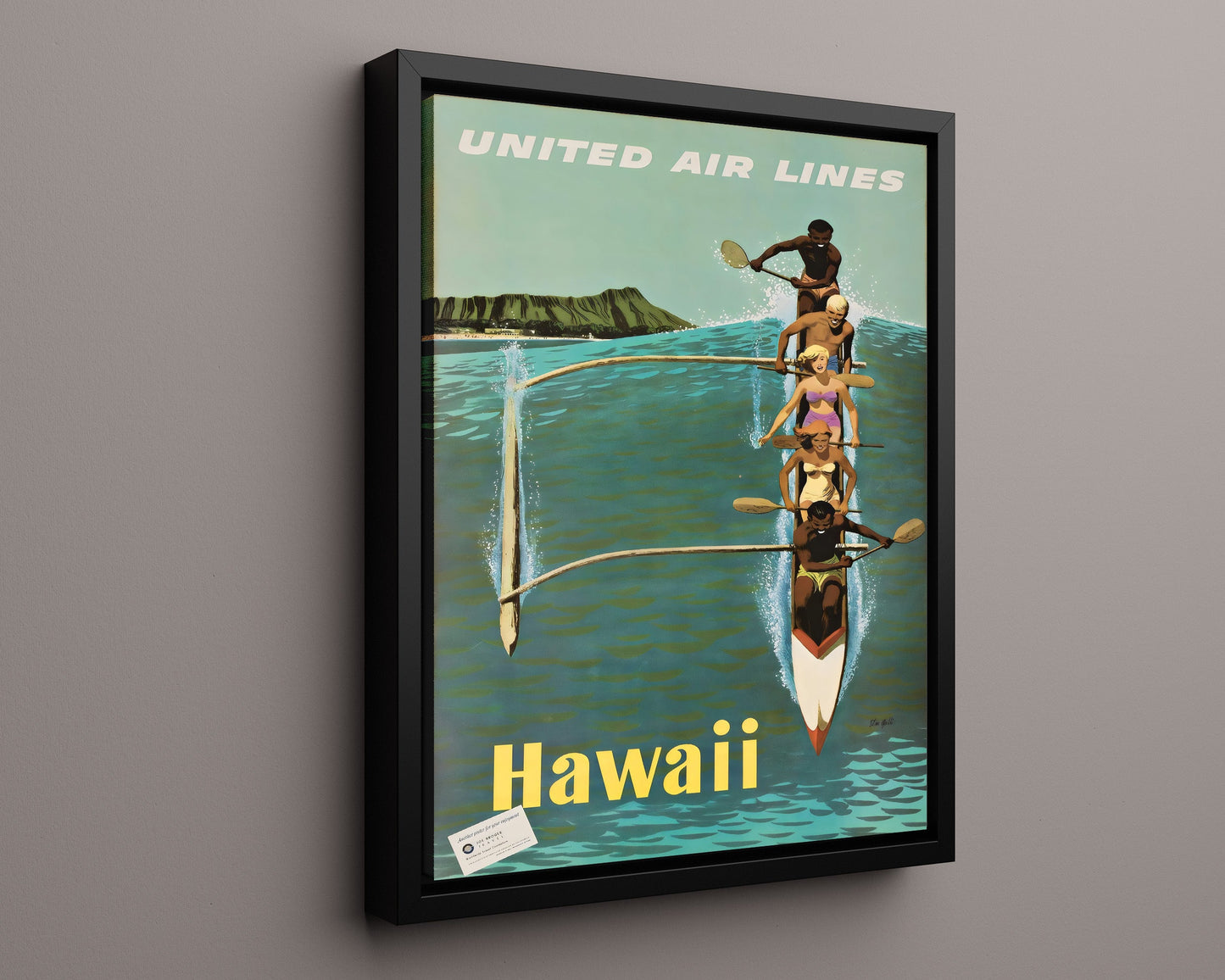 Classic Travel Poster - Hawaii - United Airlines Canoe