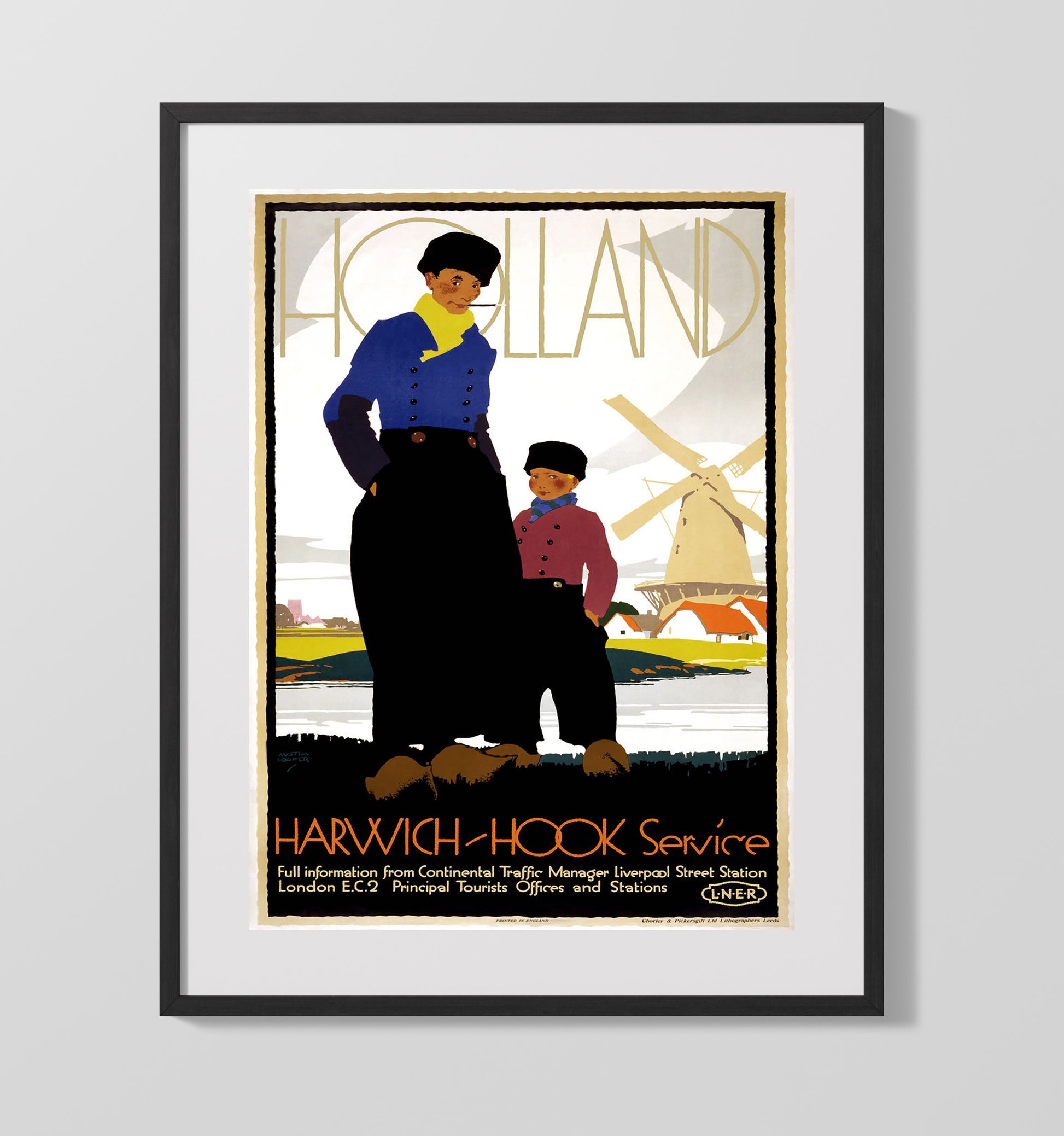 Holland Harwich Hook Vintage Travel Print 16x20 Gallery Frame travel wall art print