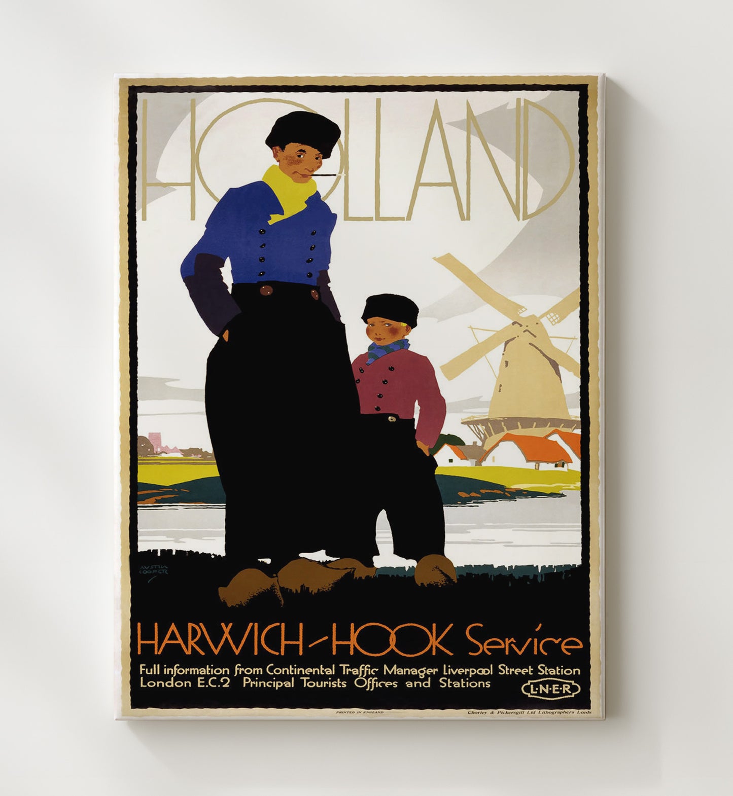 Holland Harwich Hook Vintage Travel Print 20x24 Canvas travel wall art print