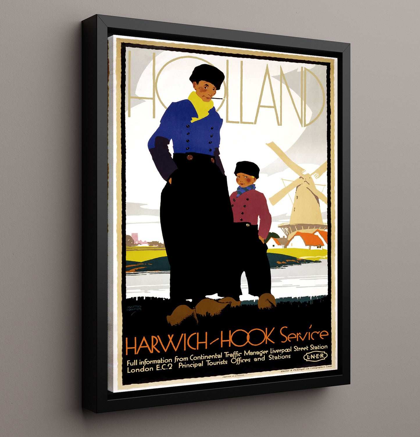 Holland Harwich Hook Vintage Travel Print 16x20 Framed Canvas travel wall art print