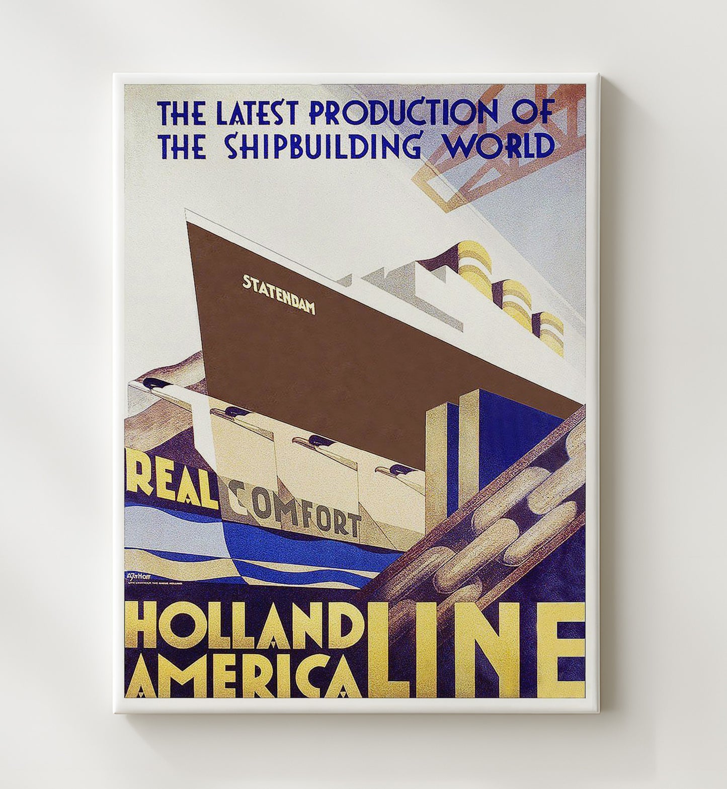 Holland America Ship Vintage Travel Print 20x24 Canvas travel wall art print