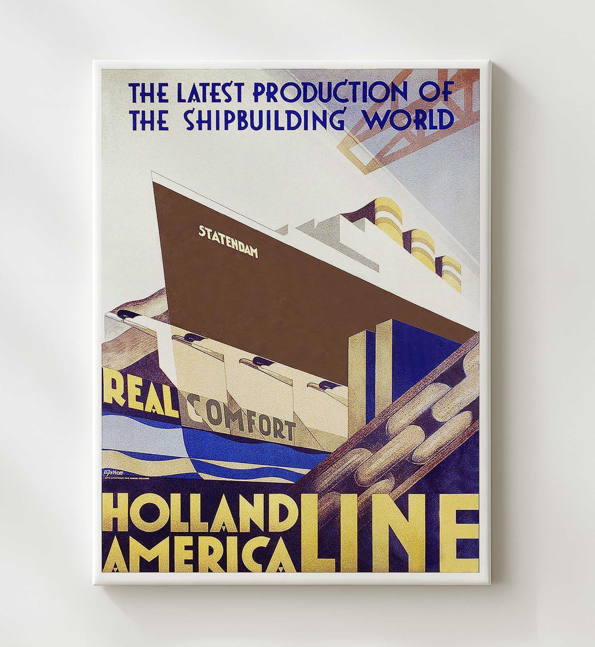 Holland America Ship Vintage Travel Print 20x24 Canvas travel wall art print