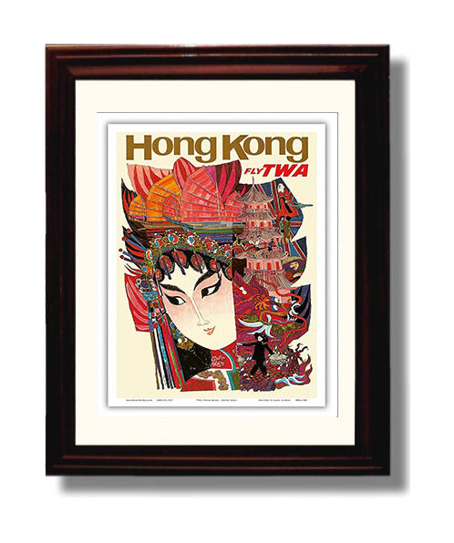 Hong Kong Fly TWA travel poster wall art 8x10 Canvas