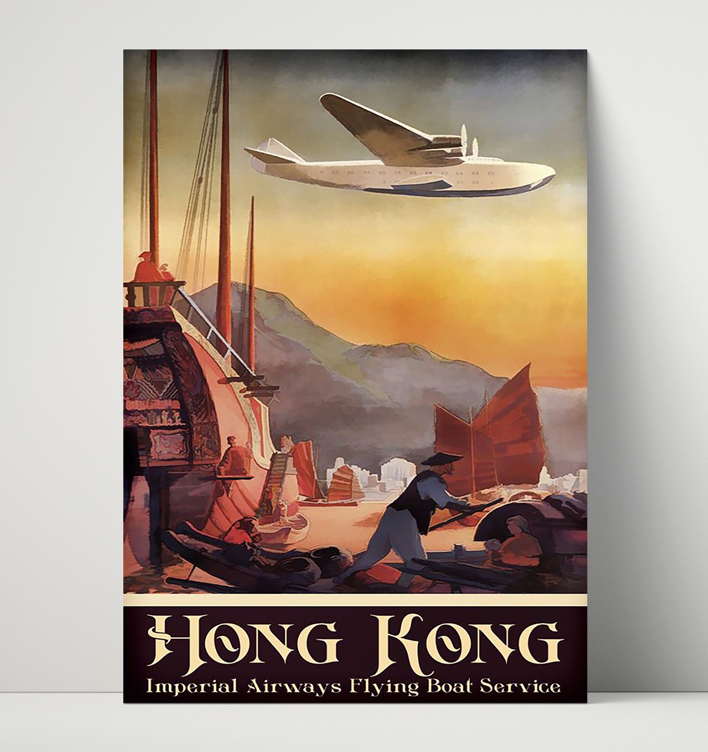 Hong Kong Imperial Airways Flying Boat Vintage Travel Print 16x20 Unframed Print travel wall art print