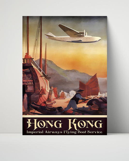 Classic Travel Unframed Poster -  Hong Kong - Imperial Airways Flying Boat