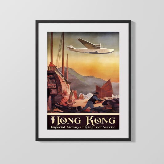 Classic Travel Poster - Hong Kong - Imperial Airways Flying Boat