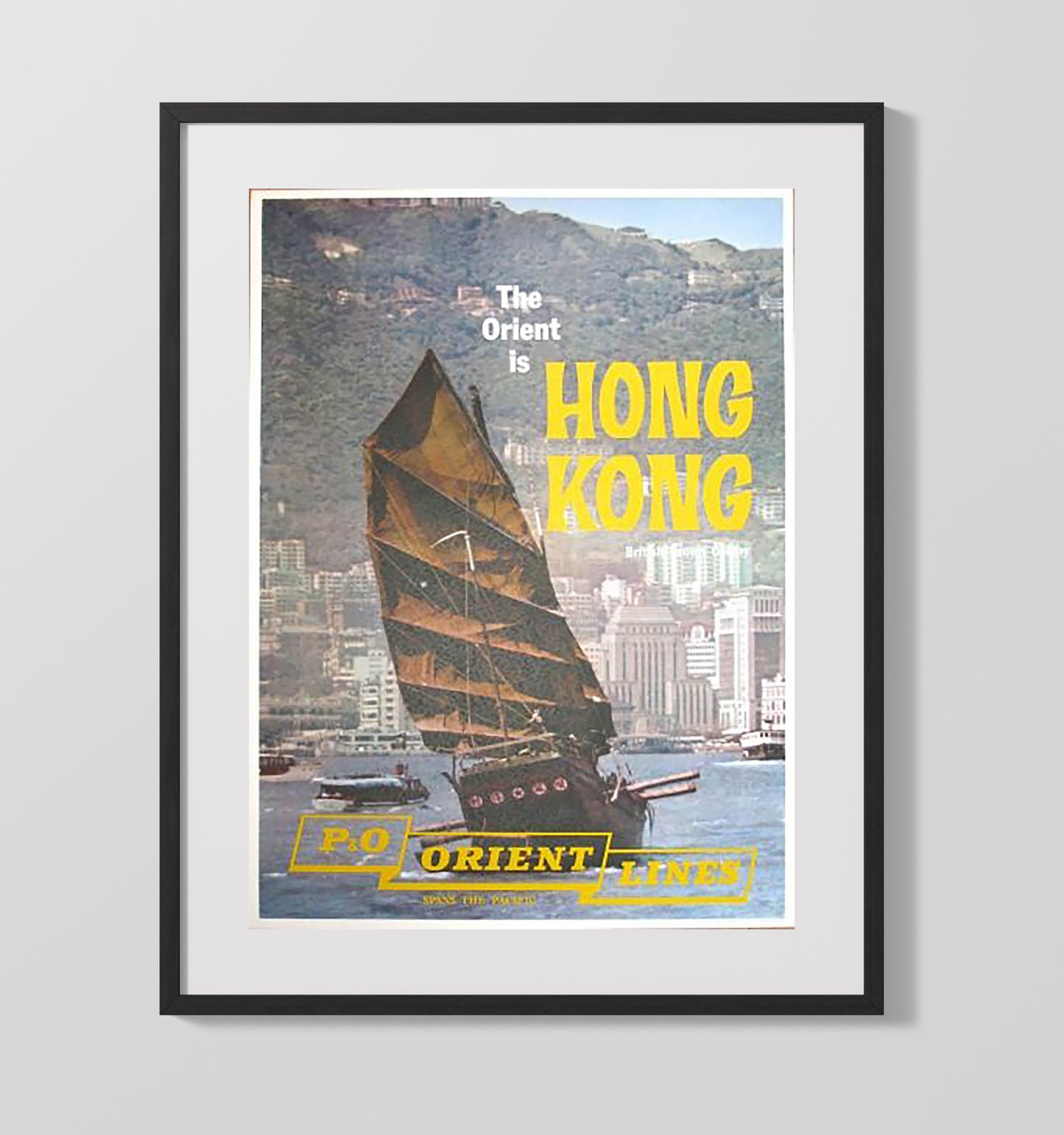 Hong Kong Orient Lines Vintage Travel Print 16x20 Gallery Frame travel wall art print