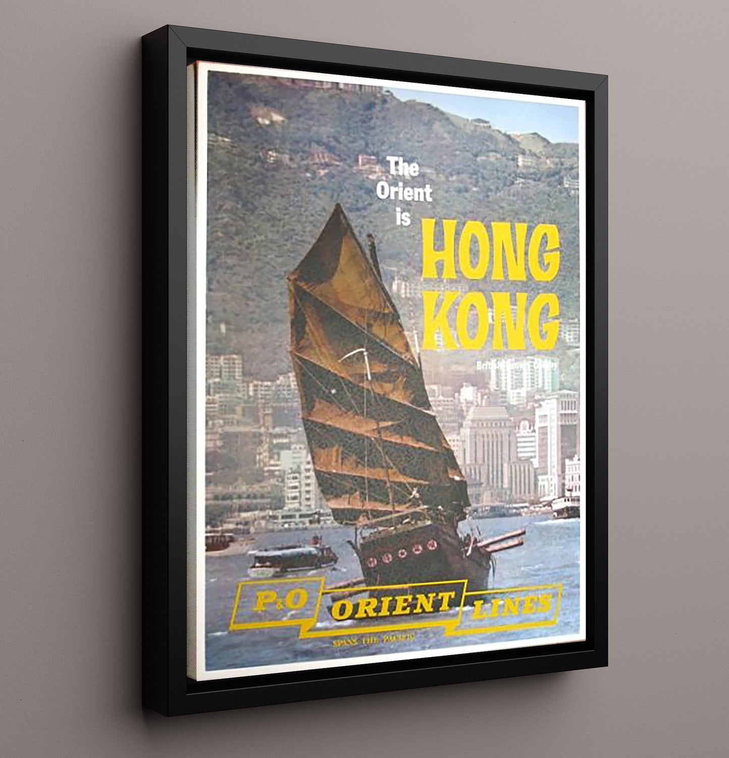 Hong Kong Orient Lines Vintage Travel Print 16x20 Framed Canvas travel wall art print