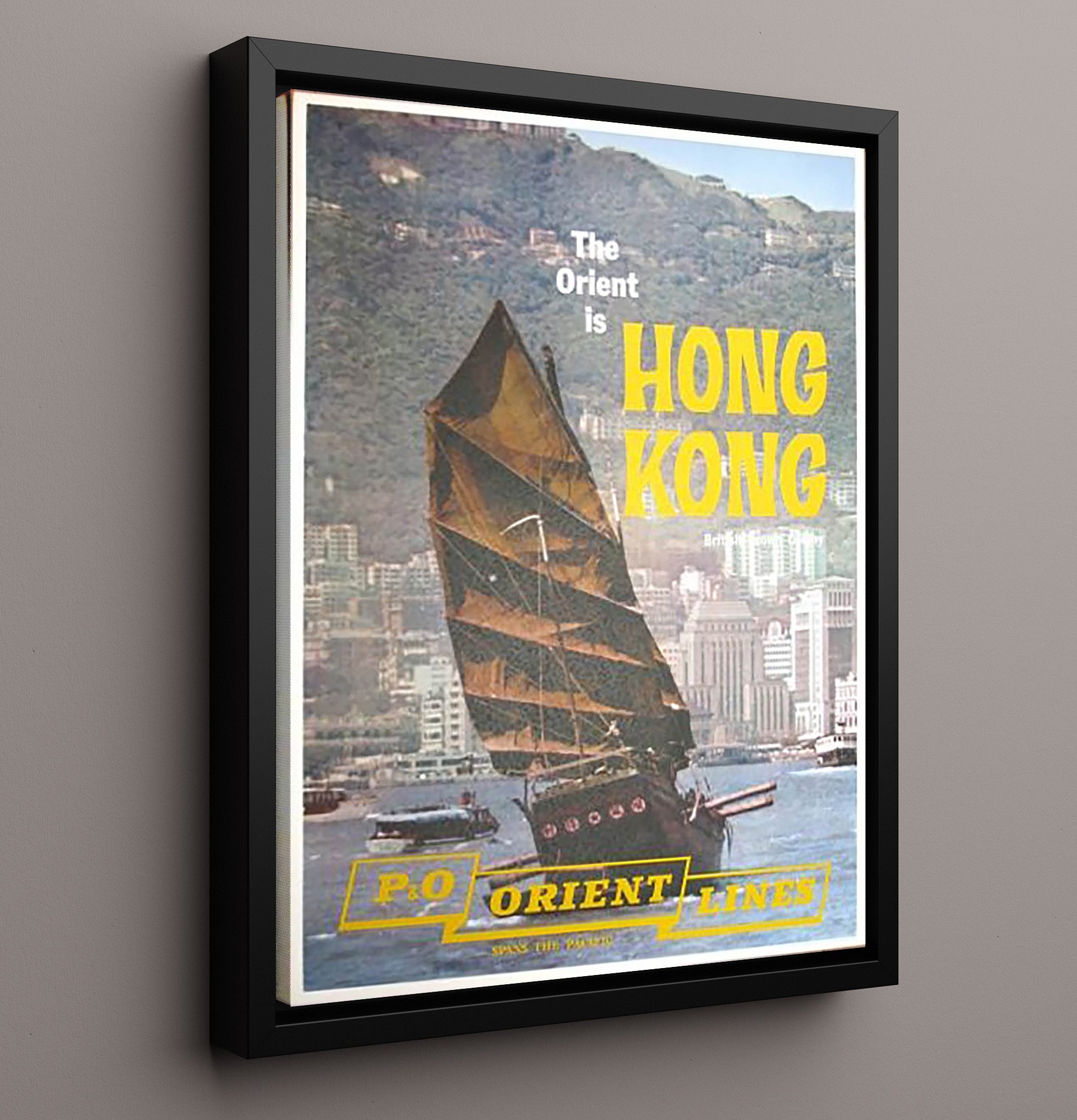 Hong Kong Orient Lines Vintage Travel Print 16x20 Framed Canvas travel wall art print
