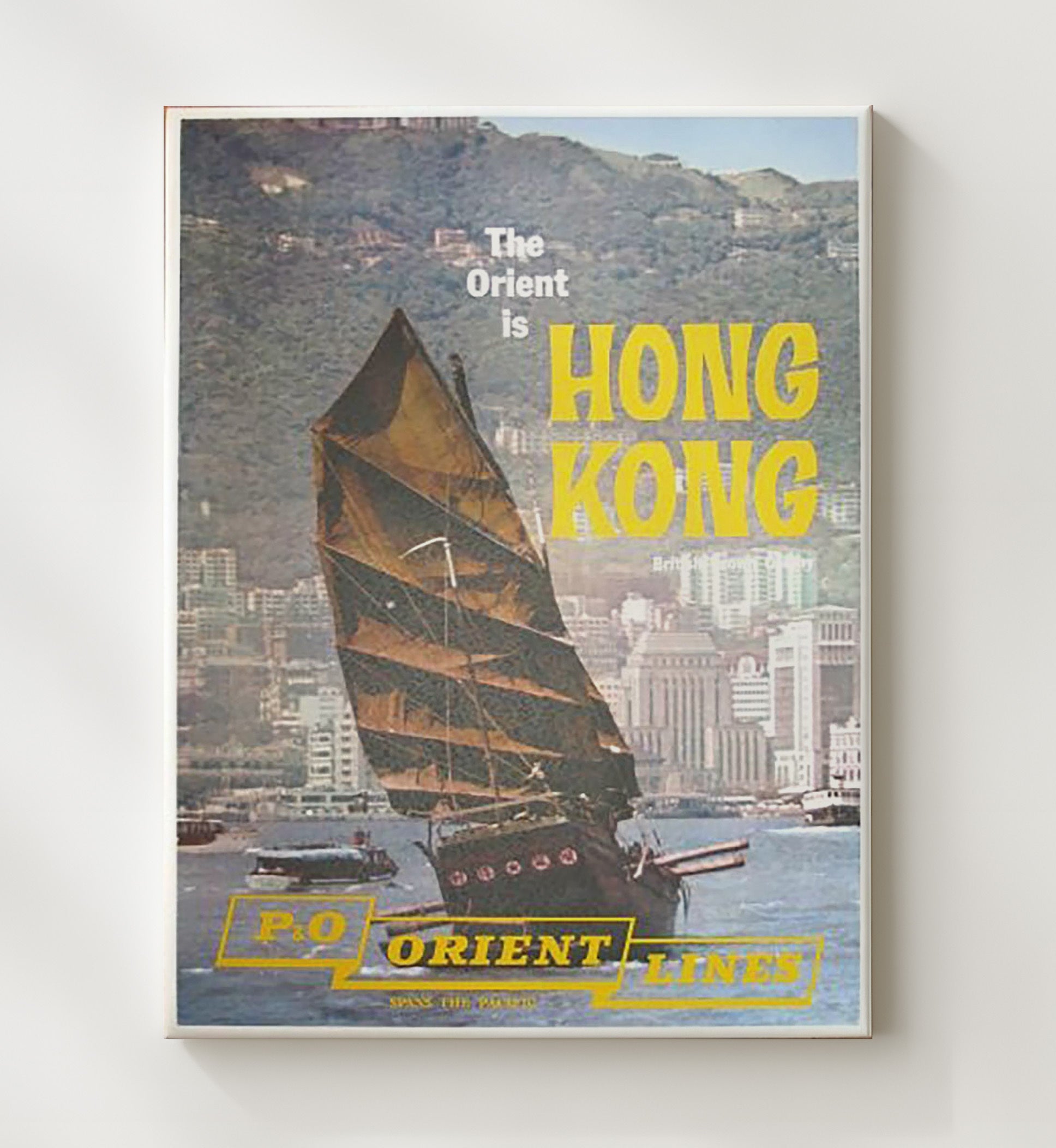Hong Kong Orient Lines Vintage Travel Print 20x24 Canvas travel wall art print