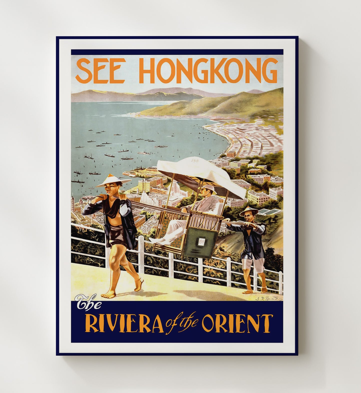 Hong Kong Poster Vintage Travel Print 20x24 Canvas travel wall art print