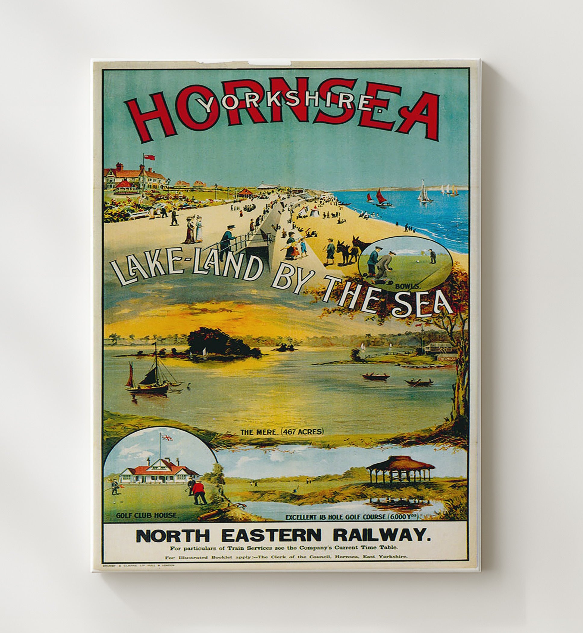 Hornsea Lake Land By The Sea Vintage Travel Print 20x24 Canvas travel wall art print