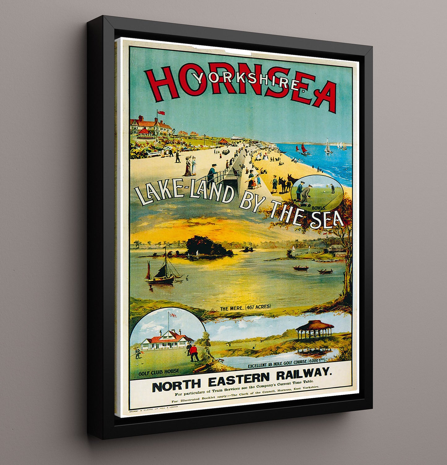 Hornsea Lake Land By The Sea Vintage Travel Print 16x20 Framed Canvas travel wall art print