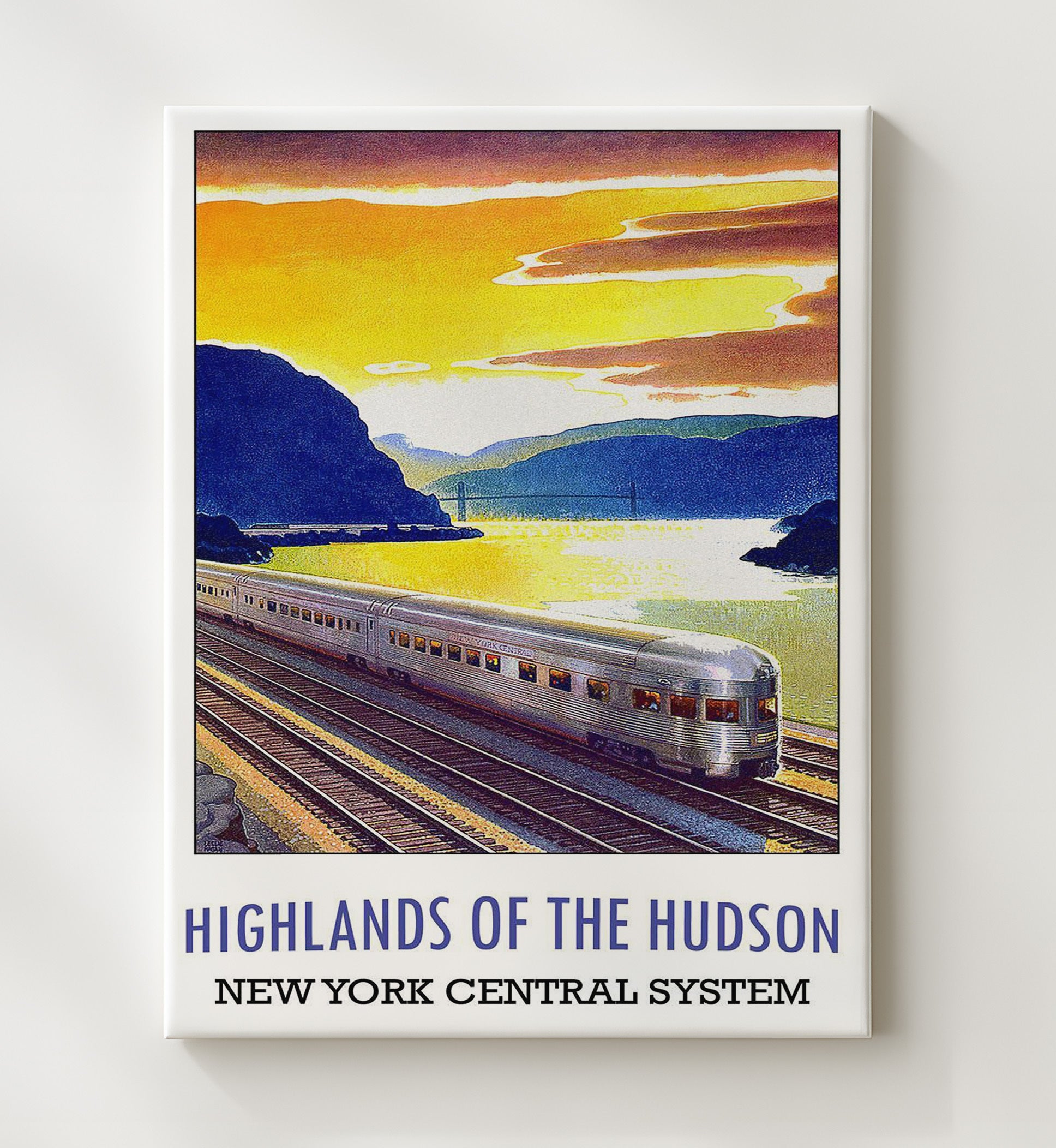 Hudson Highlands Vintage Travel Print 20x24 Canvas travel wall art print