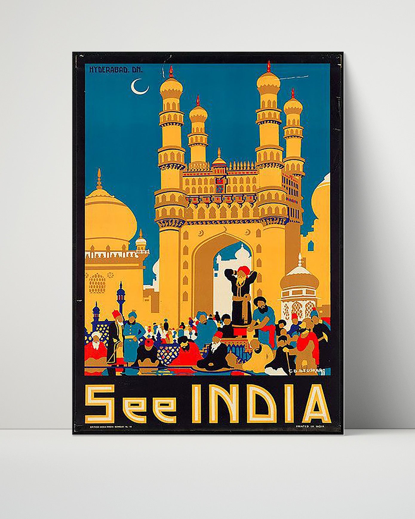 Classic Travel Poster - Hyderabad - Charminar See India