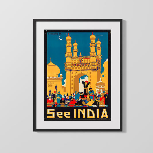 Classic Travel Poster - Hyderabad - Charminar See India