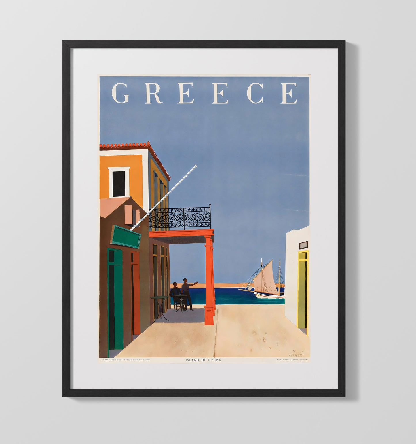 Hydra Greece Island Vintage Travel Print 16x20 Gallery Frame travel wall art print