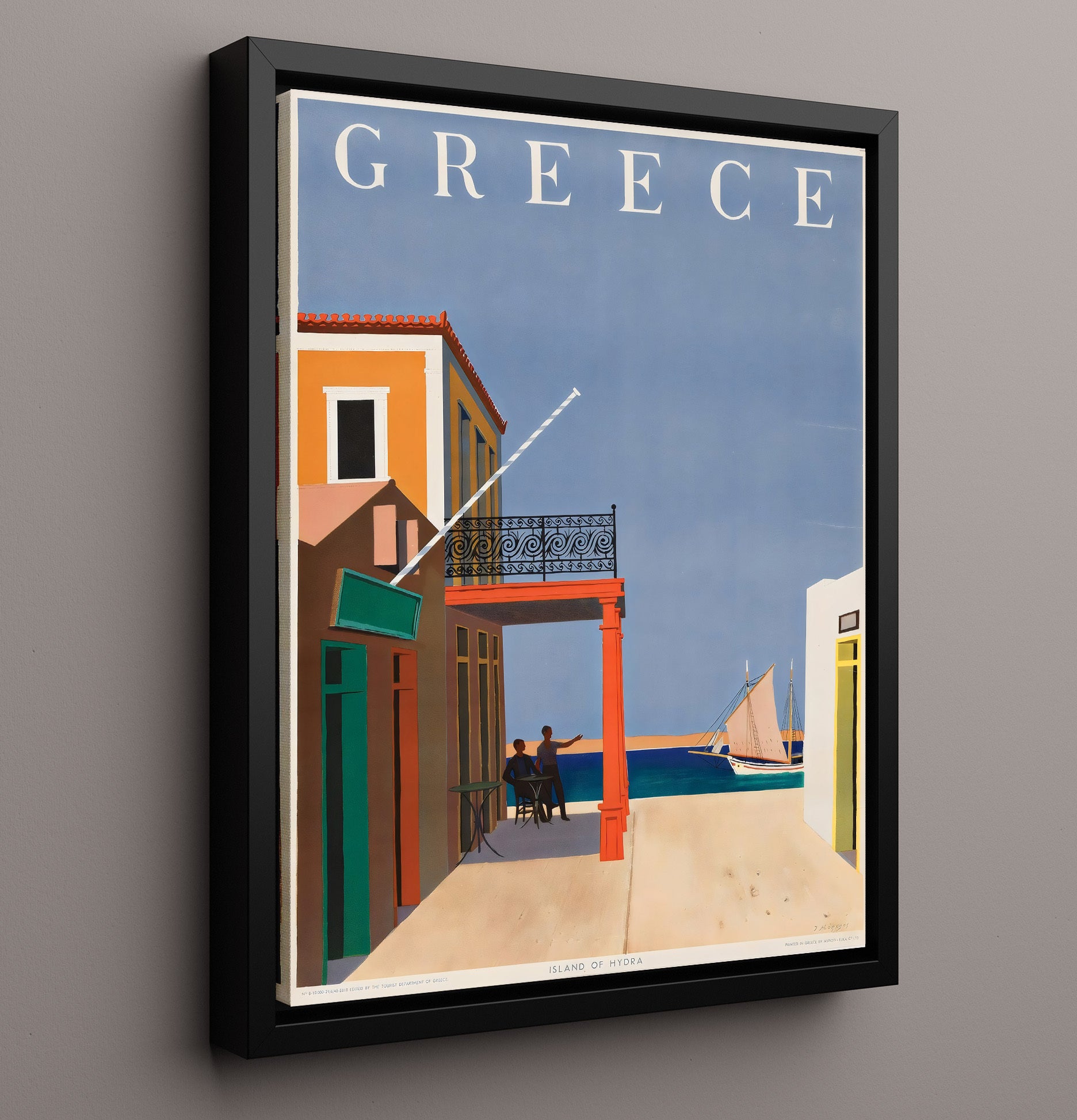 Hydra Greece Island Vintage Travel Print 16x20 Framed Canvas travel wall art print