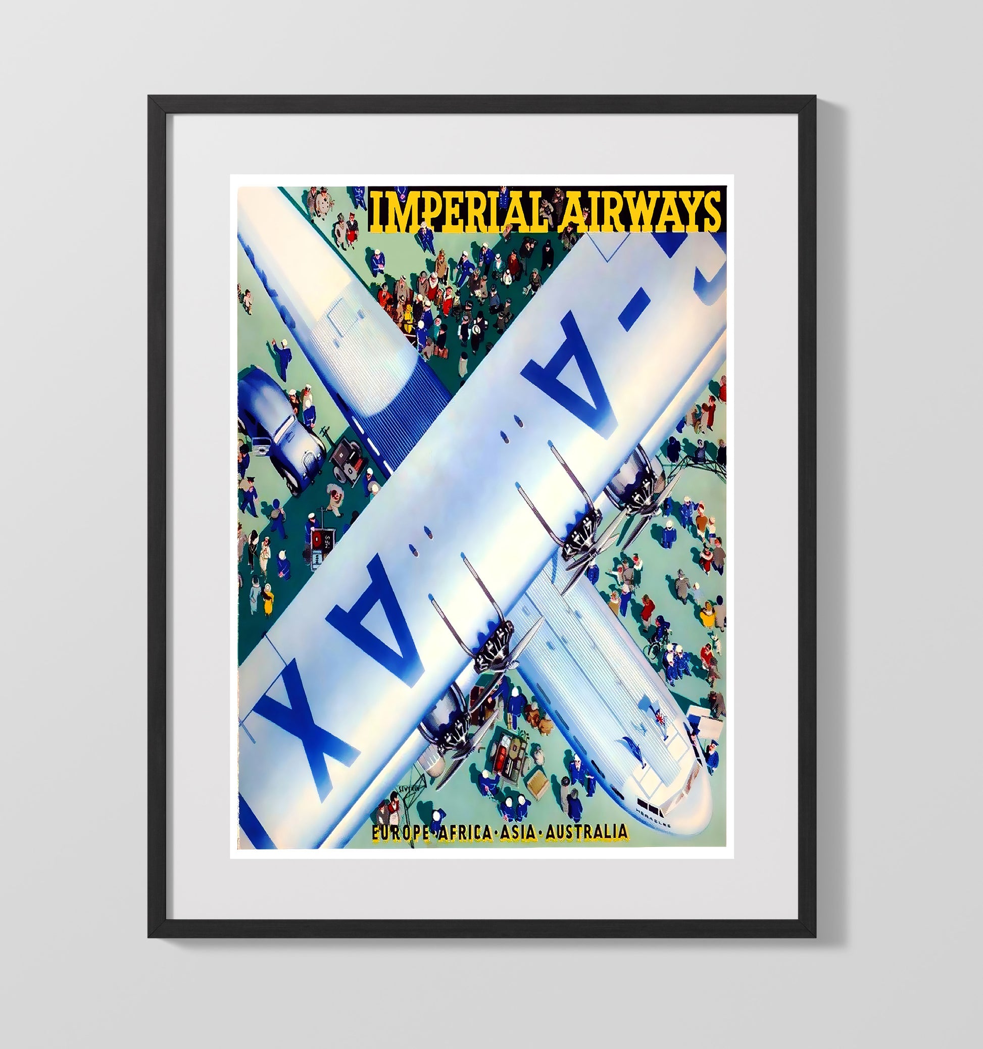 Imperial Airways Europe Africa Asia Australia Vintage Travel Print 16x20 Gallery Frame travel wall art print