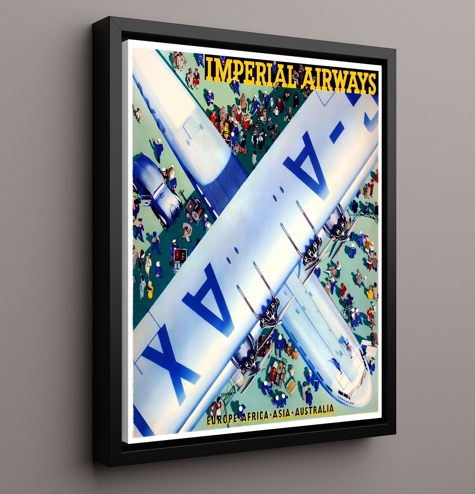 Imperial Airways Europe Africa Asia Australia Vintage Travel Print 16x20 Framed Canvas travel wall art print