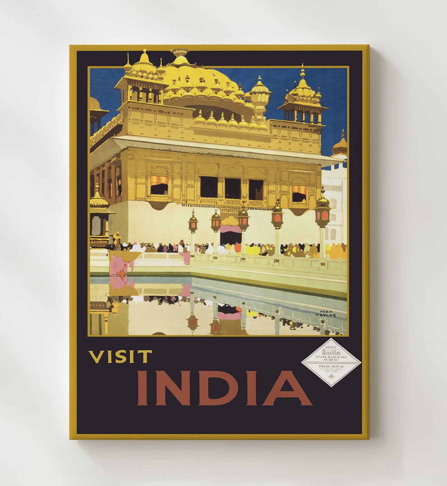 India Delhi House Vintage Travel Print 20x24 Canvas travel wall art print