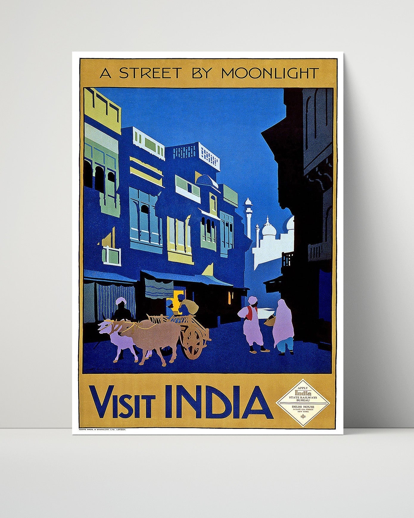 Classic Travel Unframed Poster -  India - Moonlight