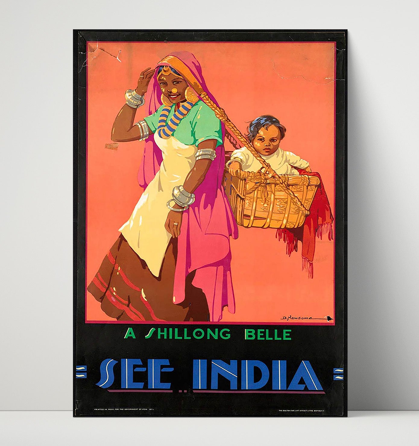 India Shillong Belle Vintage Travel Print 16x20 Unframed Print travel wall art print