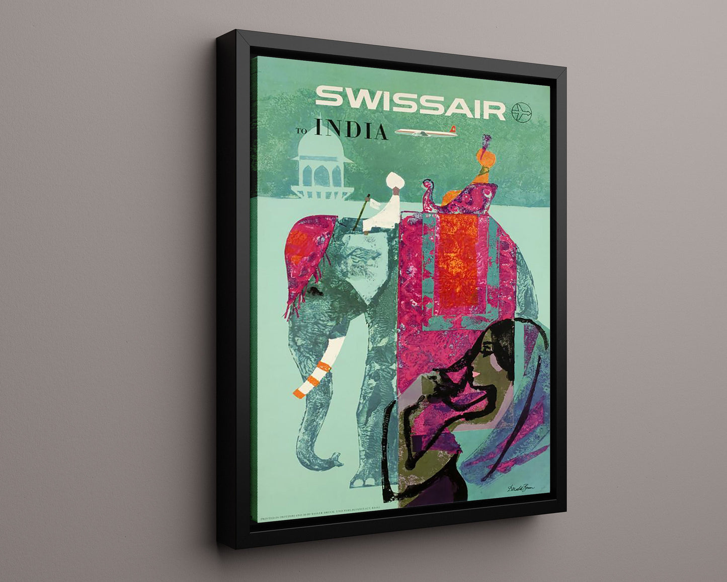 Classic Travel Poster - India - Swissair Elephant