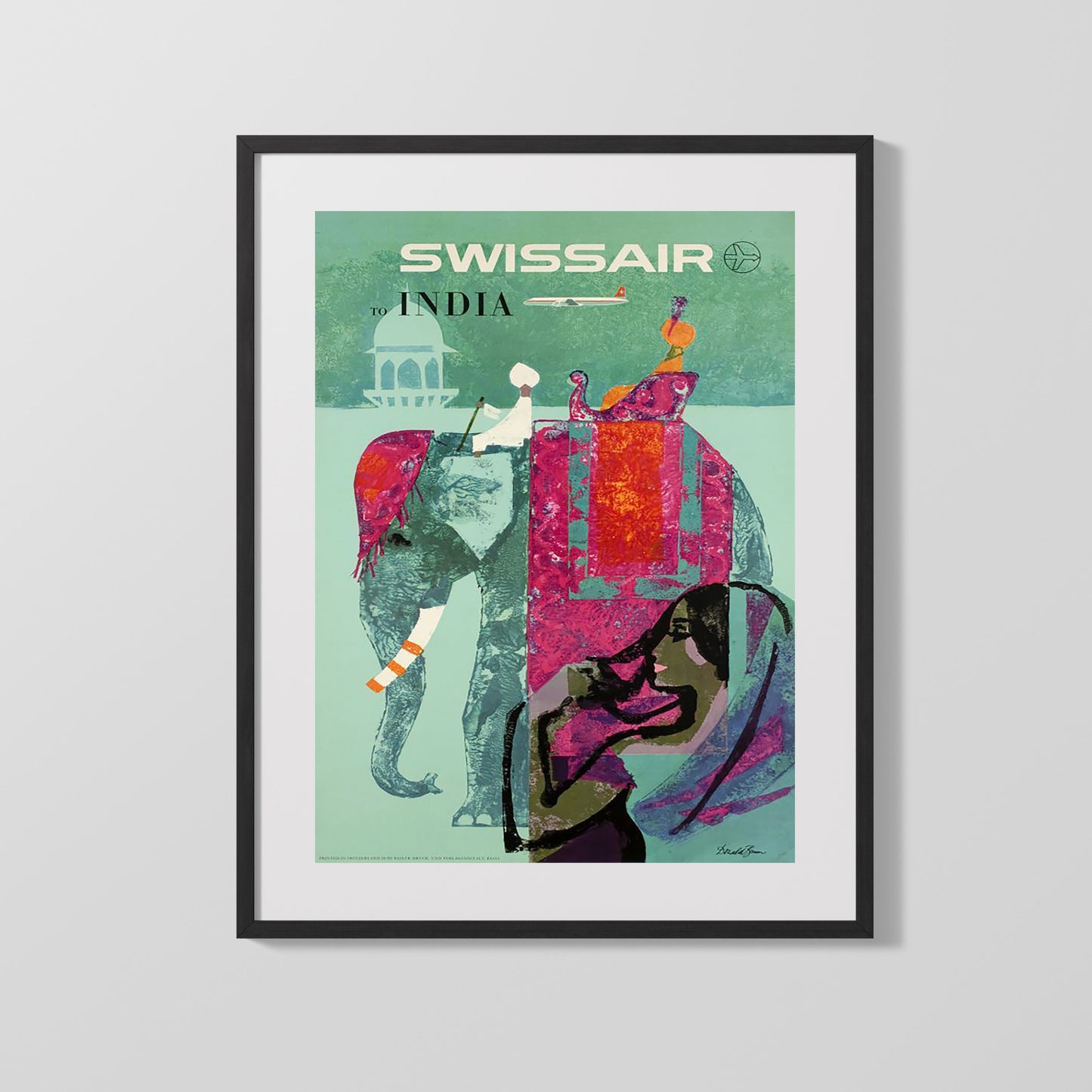 Classic Travel Poster - India - Swissair Elephant