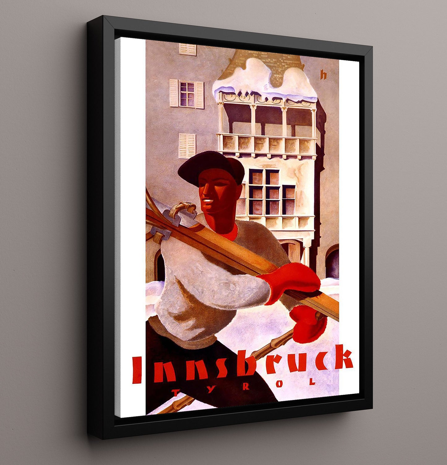 Innsbruck Tyrol Vintage Travel Print 16x20 Framed Canvas travel wall art print