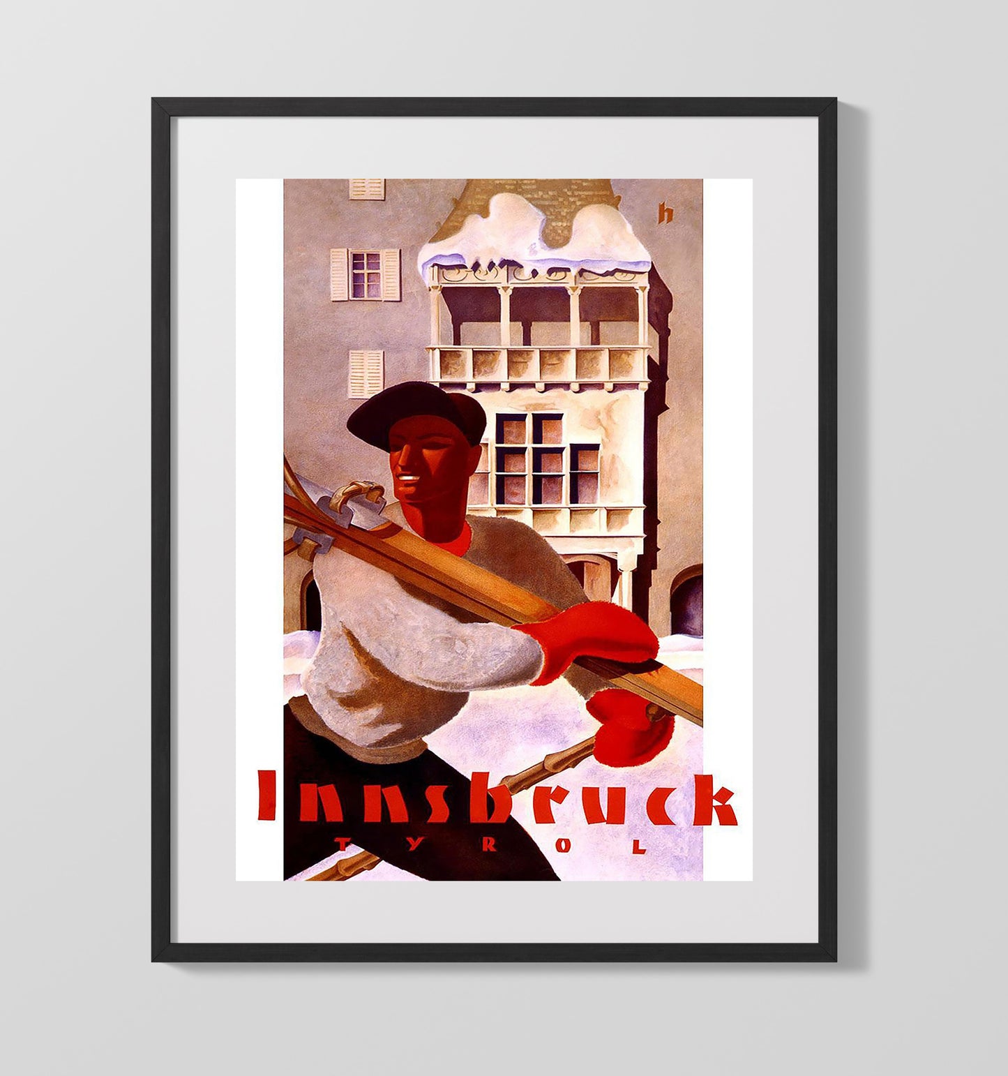Innsbruck Tyrol Vintage Travel Print 16x20 Gallery Frame travel wall art print
