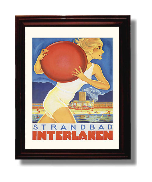 Interlaken Strandbad travel poster wall art 8x10 Canvas