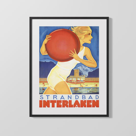 Classic Travel Poster - Interlaken - Strandbad