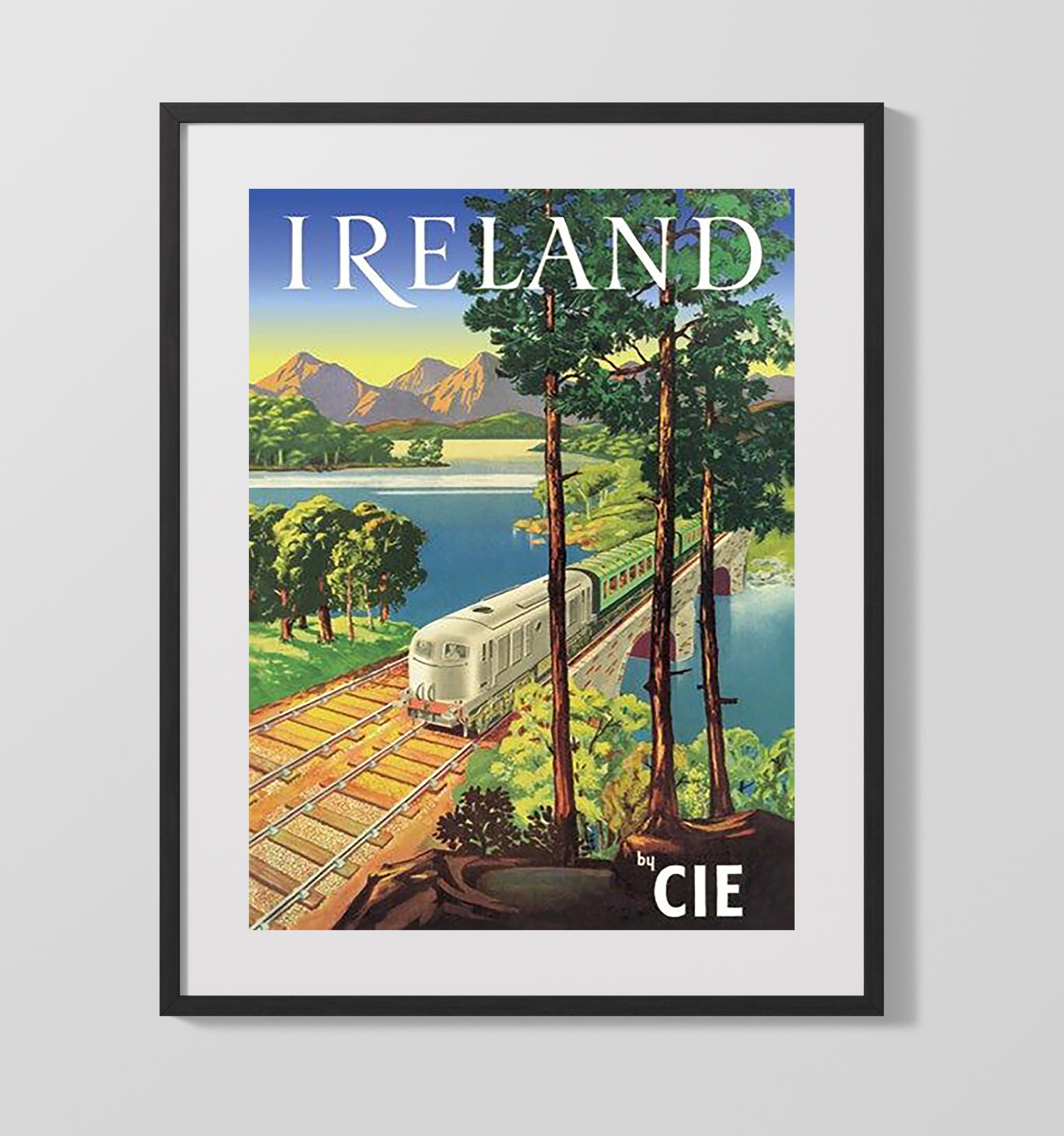Ireland CIE Railway Vintage Travel Print 16x20 Gallery Frame travel wall art print