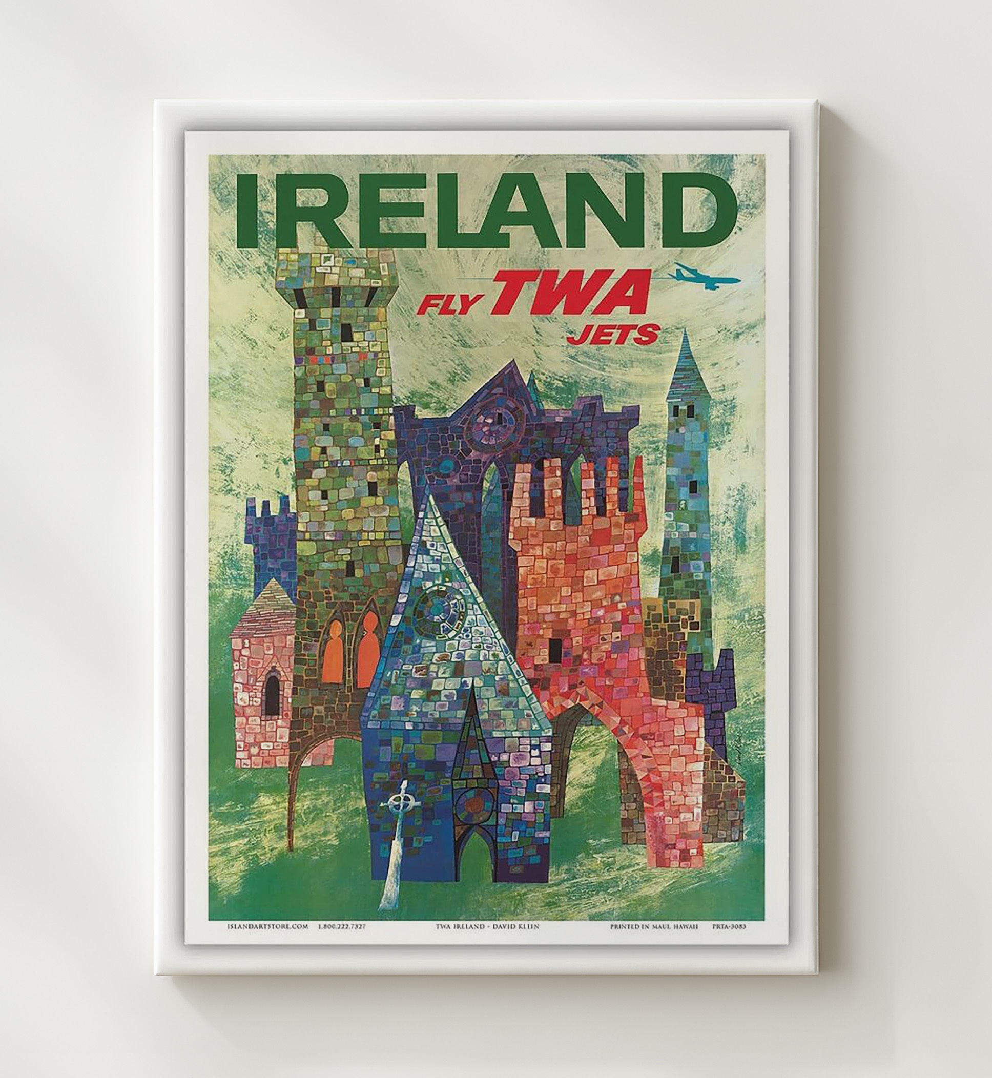 Ireland Fly TWA Jets Vintage Travel Print 20x24 Canvas travel wall art print