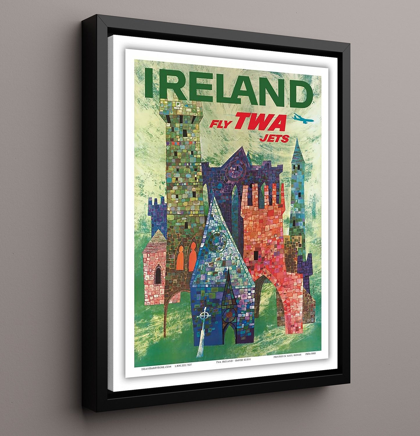 Ireland Fly TWA Jets Vintage Travel Print 16x20 Framed Canvas travel wall art print