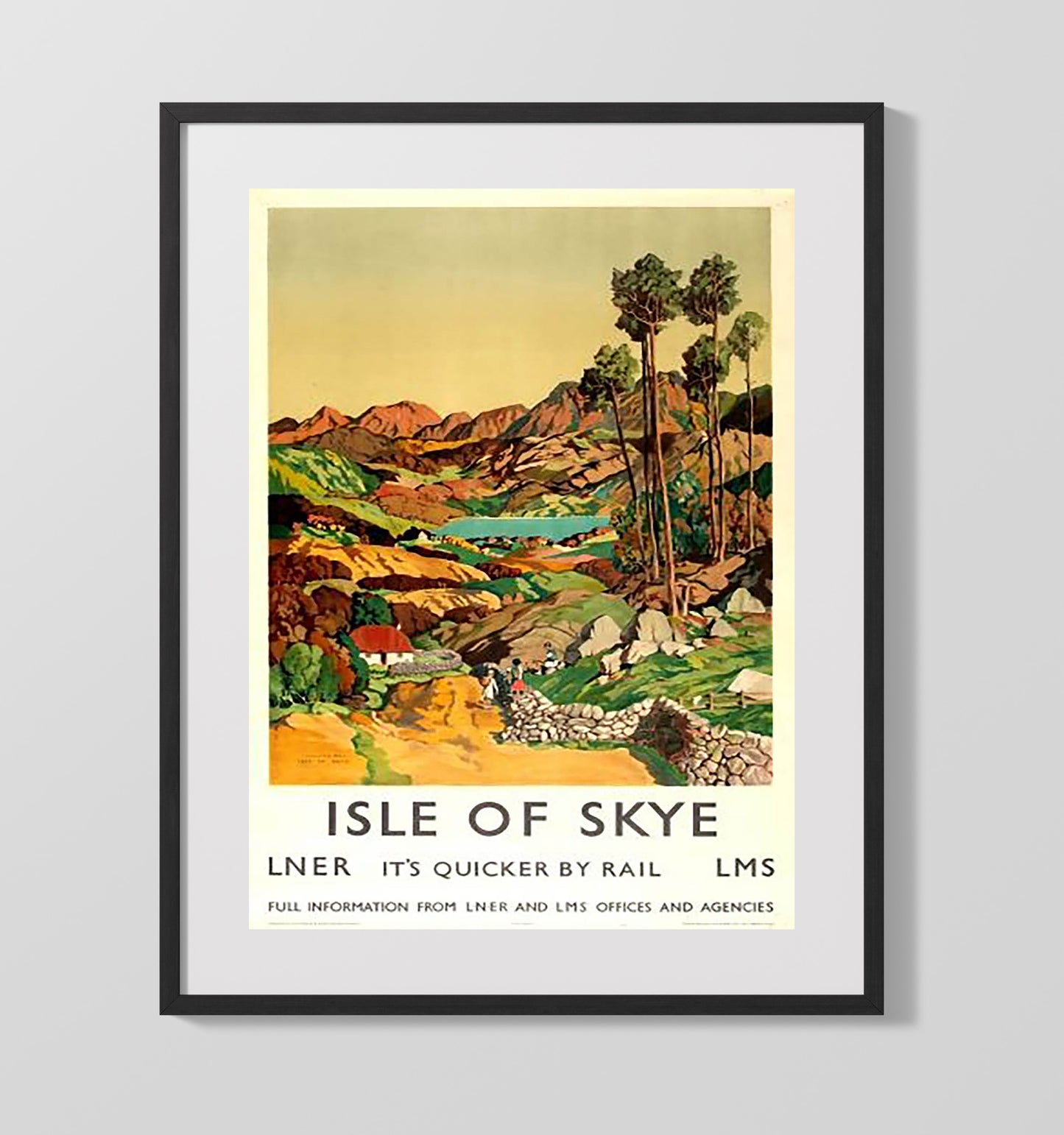 Isle Of Skye By Rail Vintage Travel Print 16x20 Gallery Frame travel wall art print