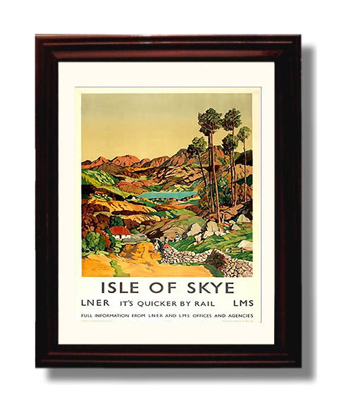 Isle Of Skye By Rail Vintage Travel Print 8x10 Beveled Frame travel wall art print