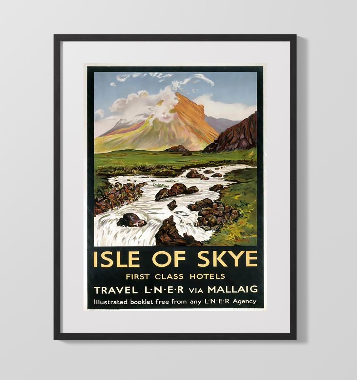 Isle Of Skye Hotels Vintage Travel Print 16x20 Gallery Frame travel wall art print