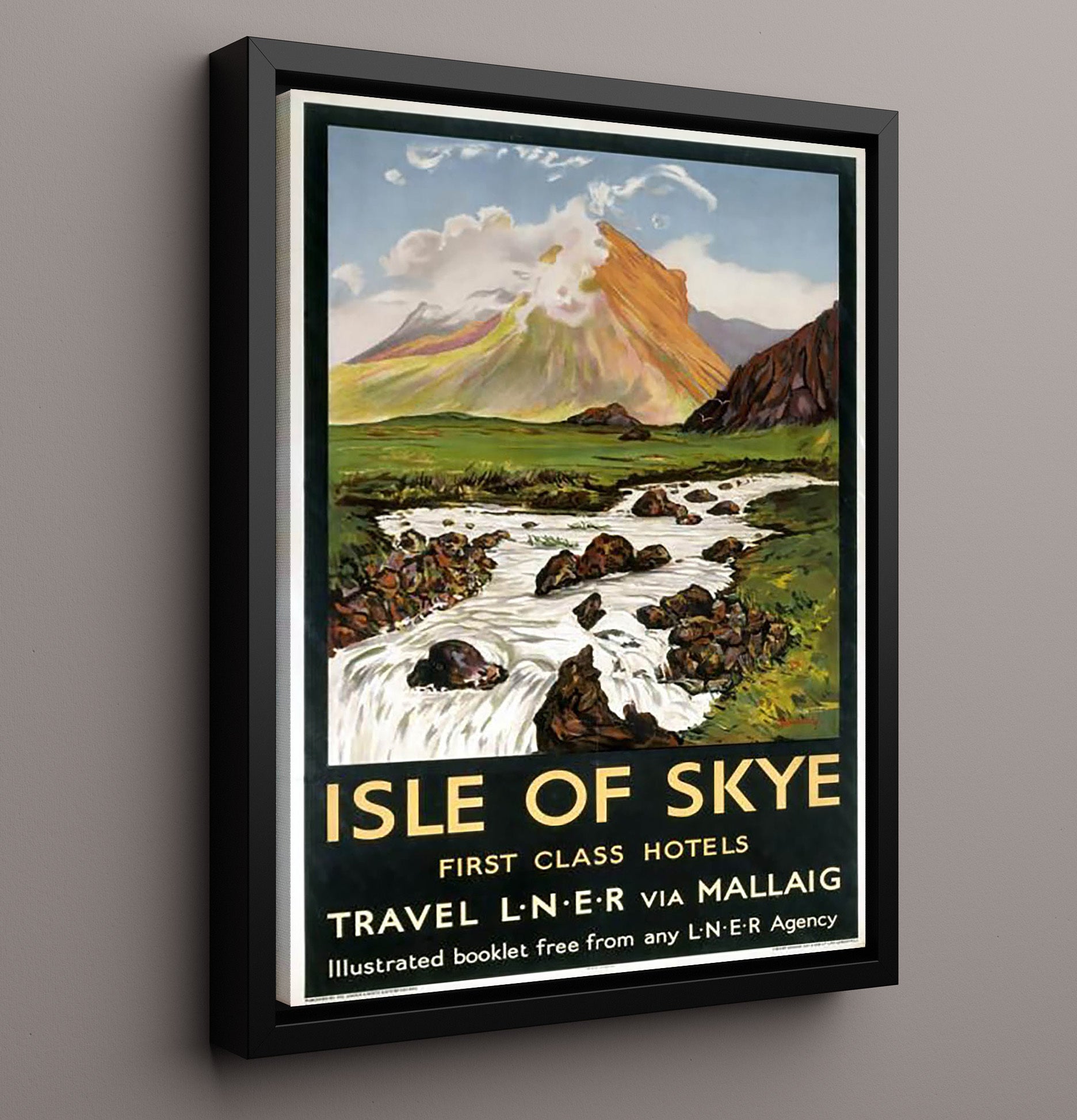 Isle Of Skye Hotels Vintage Travel Print 16x20 Framed Canvas travel wall art print