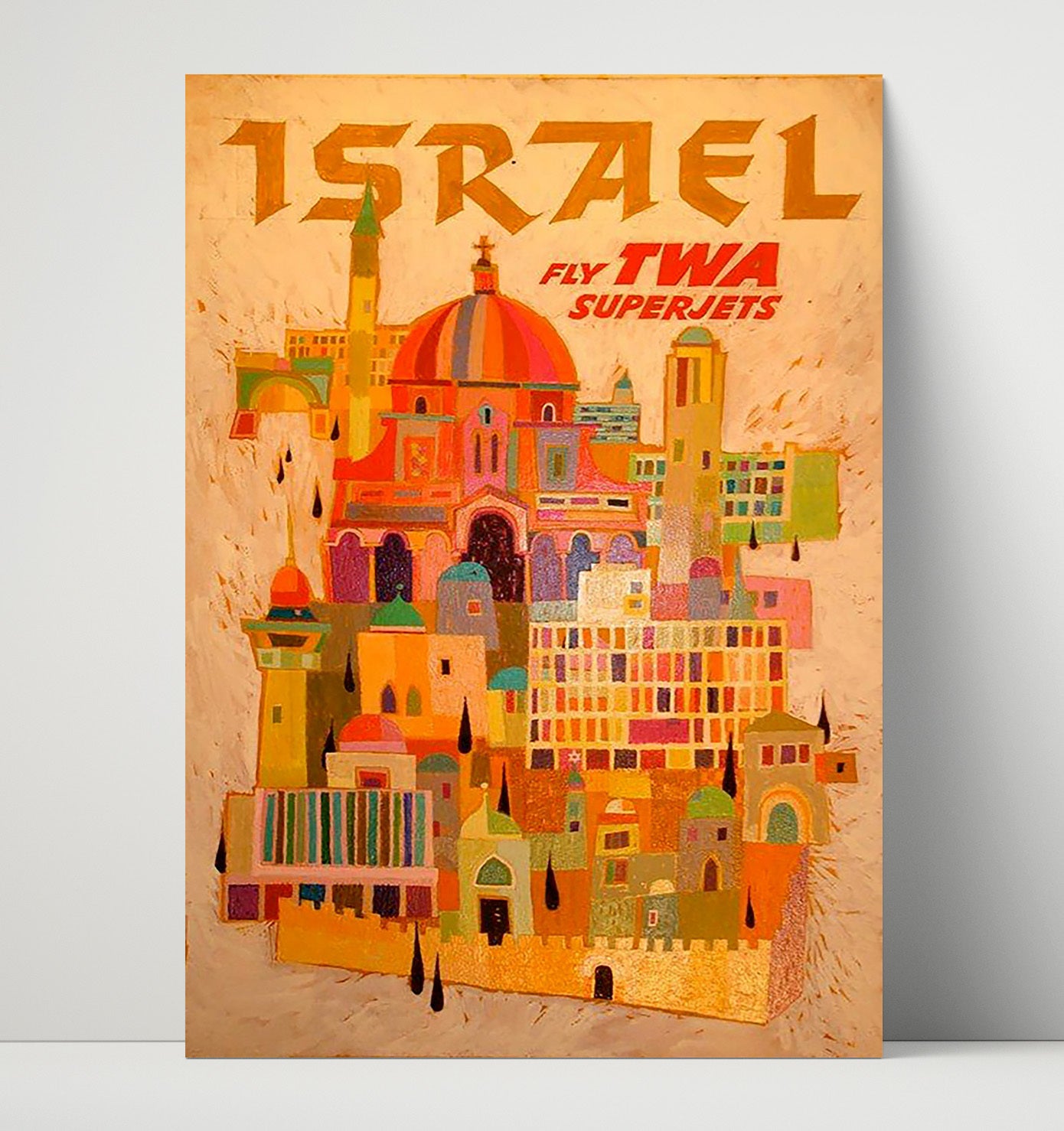 Israel TWA Superjets Vintage Travel Print 16x20 Unframed Print travel wall art print